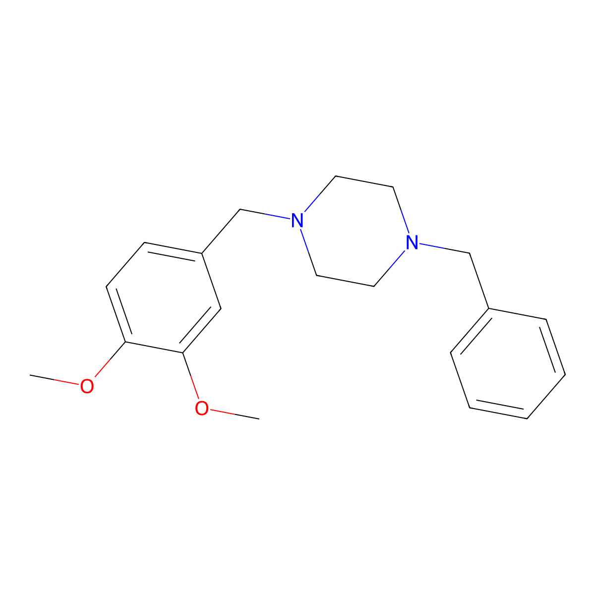 1-Benzyl-4-(3,4-dimethoxybenzyl)piperazine molecular structure, CAS 266674-66-2