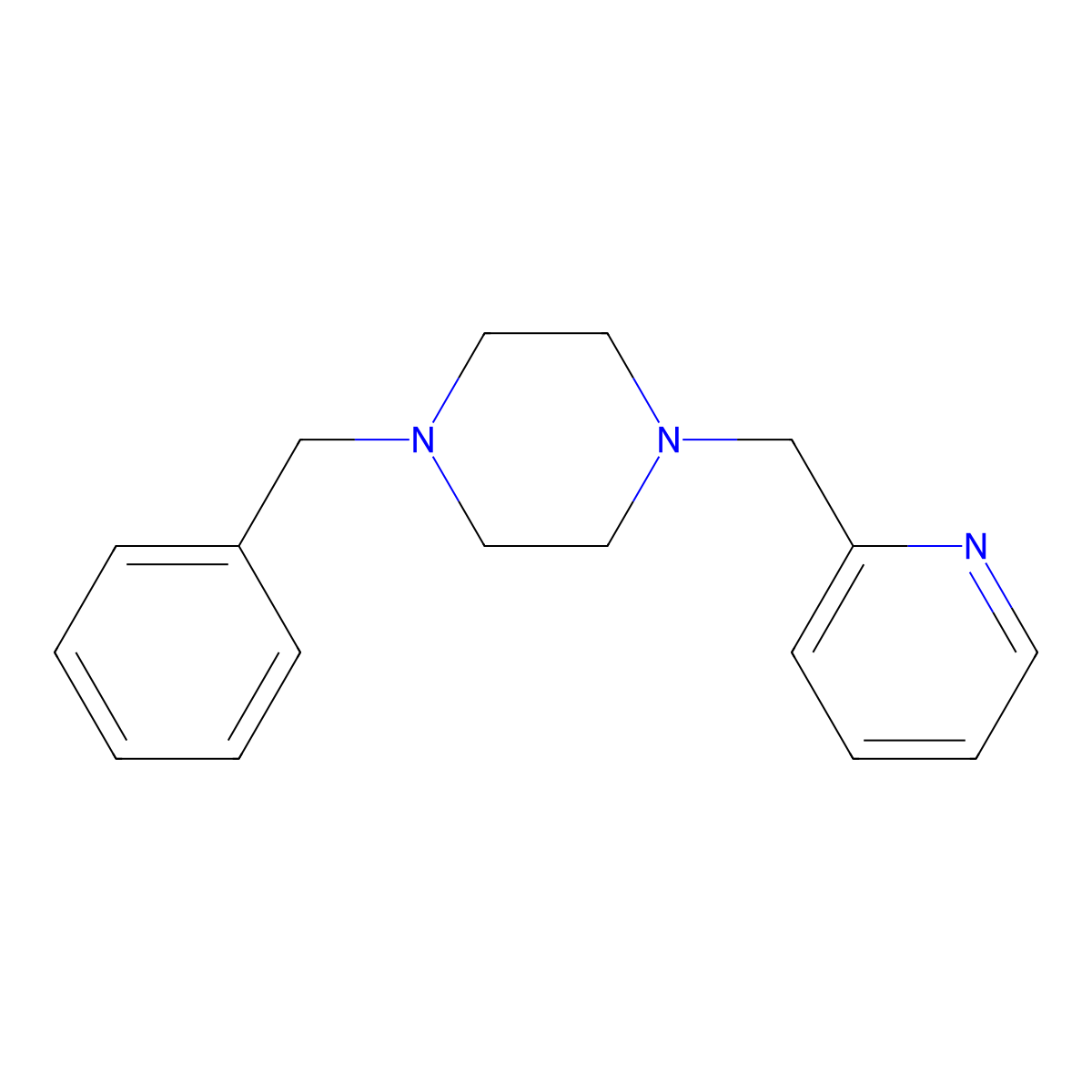 1-Benzyl-4-(pyridin-2-ylmethyl)piperazine molecular structure, CAS 266674-67-3