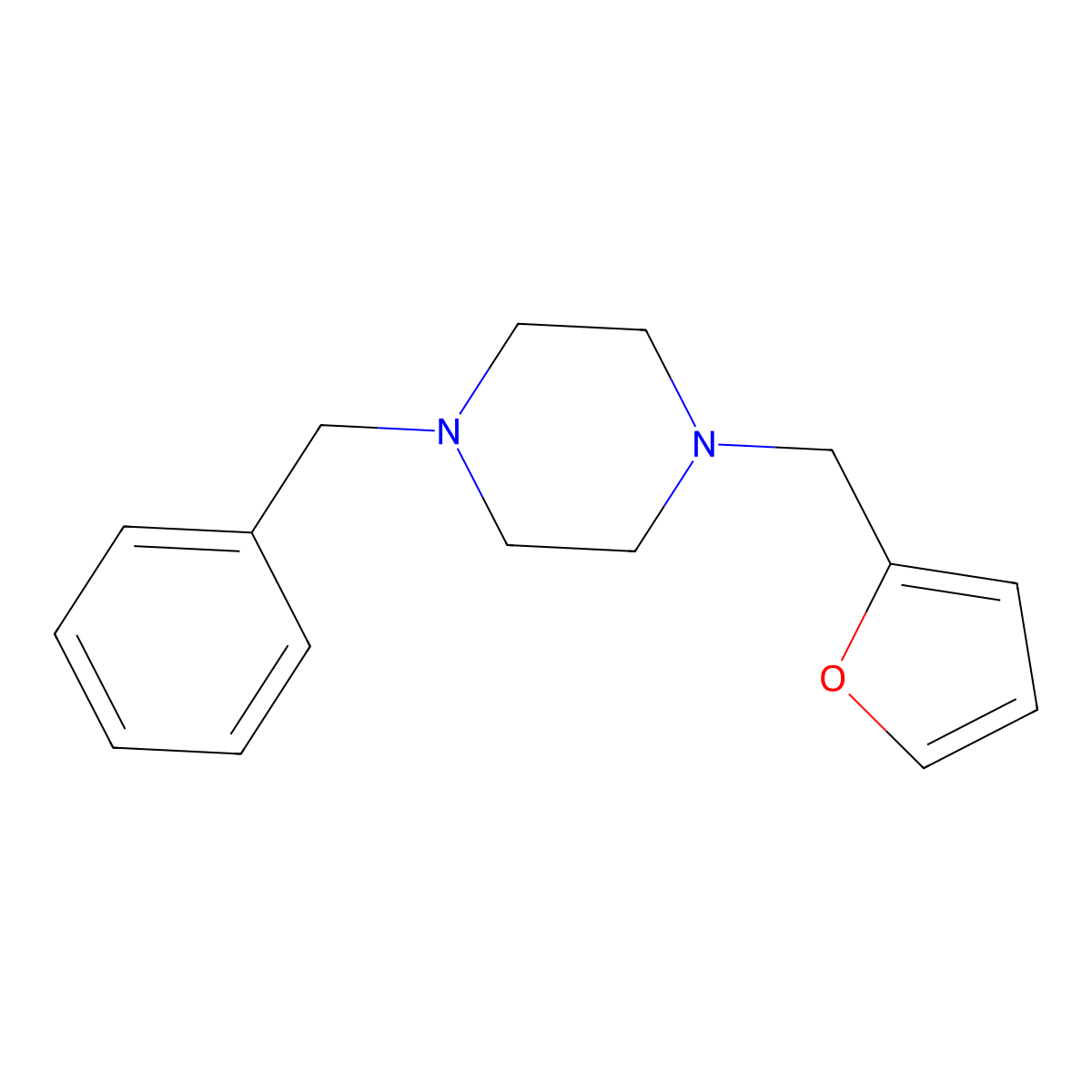 1-Benzyl-4-(furan-2-ylmethyl)piperazine molecular structure, CAS 266674-68-4