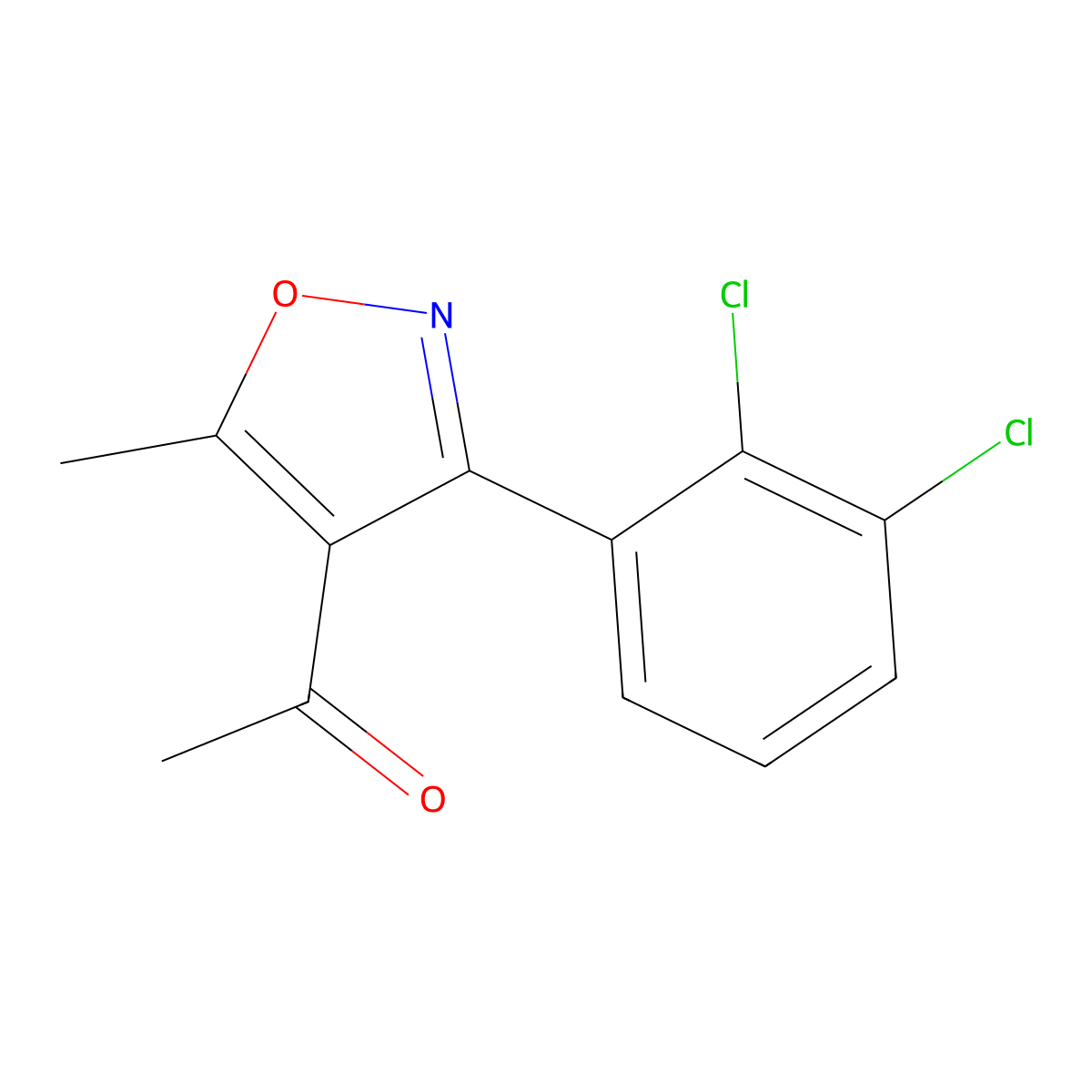 1-[3-(2,3-Dichlorophenyl)-5-methyl-4-isoxazolyl]-1-ethanone molecular structure, CAS 266679-19-0