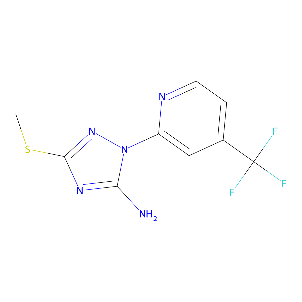3-(methylthio)-1-[4-(trifluoromethyl)pyridin-2-yl]-1H-1,2,4-triazol-5-amine molecular structure, CAS 266691-85-4