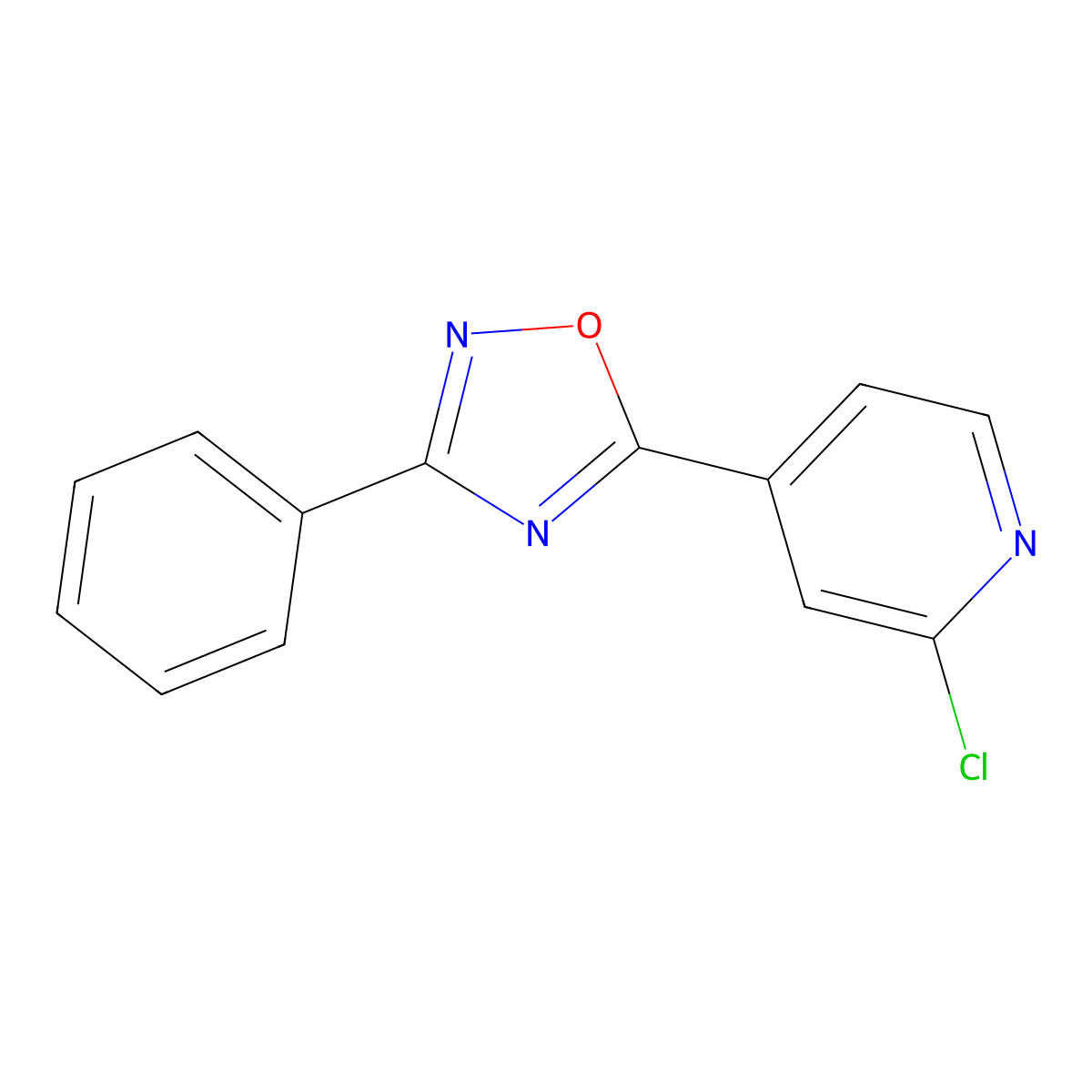 2-Chloro-4-(3-phenyl-[1,2,4]oxadiazol-5-yl)-pyridine molecular structure, CAS 266692-19-7