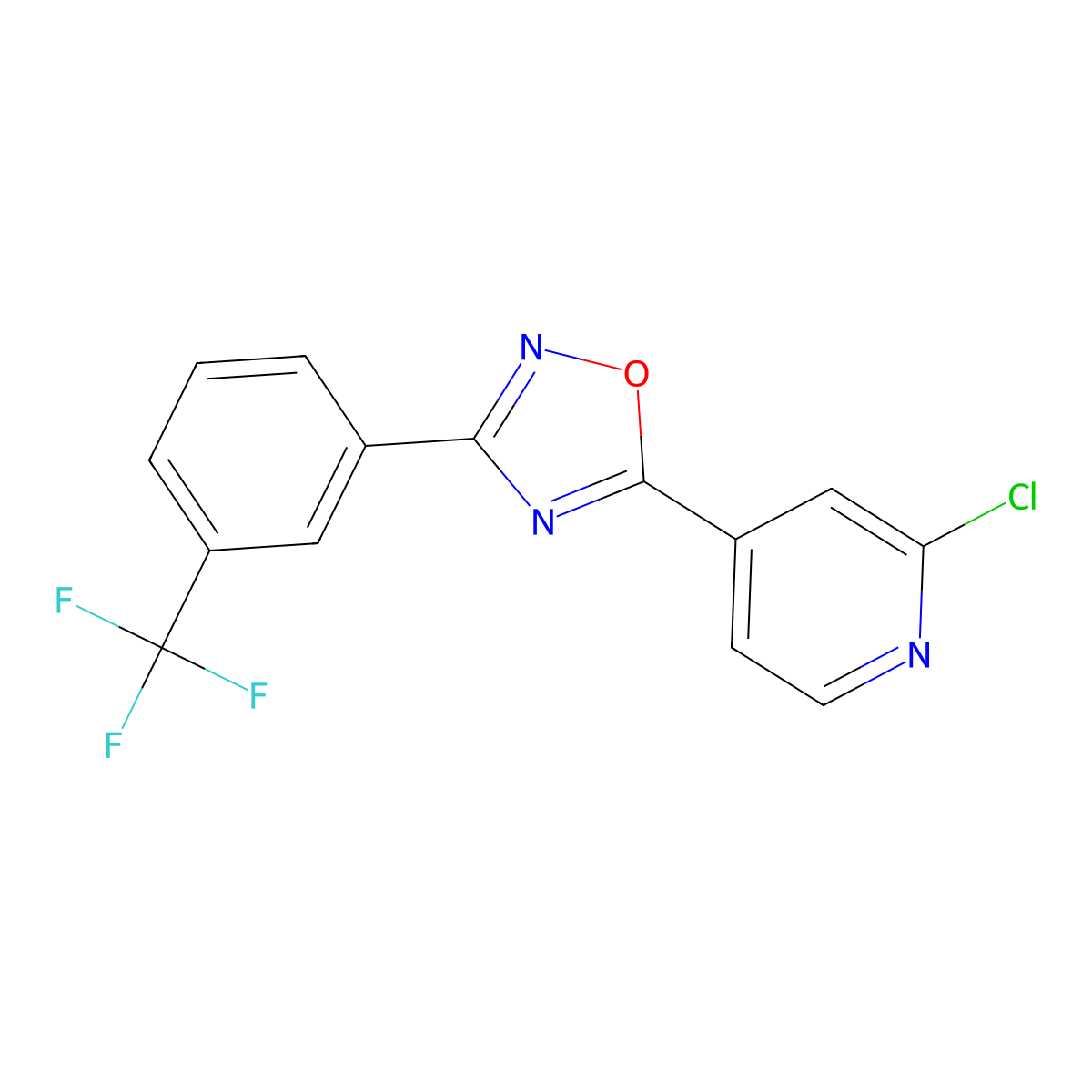 5-(2-Chloropyridin-4-yl)-3-(3-(trifluoromethyl)phenyl)-1,2,4-oxadiazole molecular structure, CAS 266692-21-1