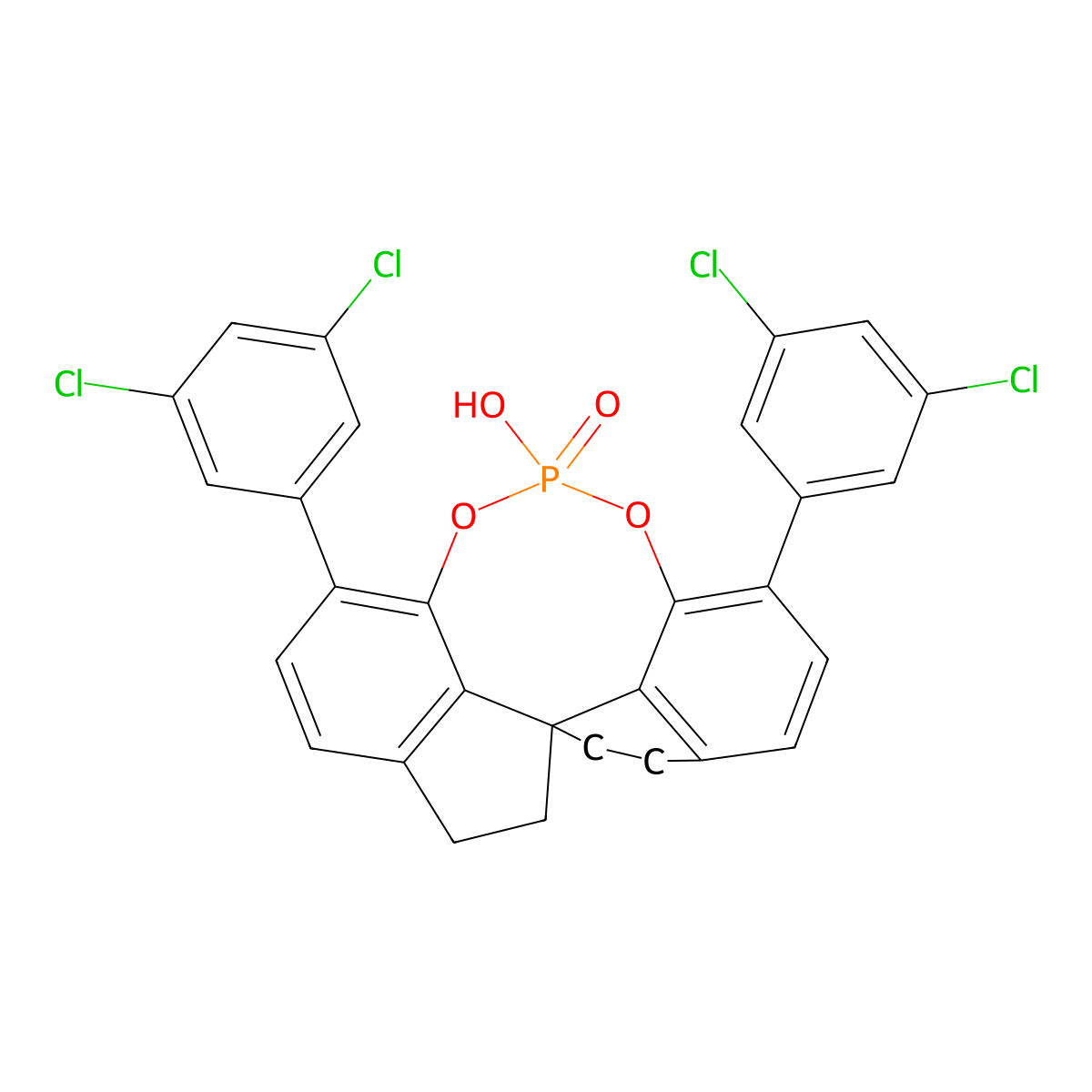 (11aS)-3,7-Bis(3,5-dichlorophenyl)-10,11,12,13-tetrahydro-5-hydroxy-5-oxide-diindeno[7,1-de:1',7'-fg][1,3,2]dioxaphosphocin molecular structure, CAS 2666994-25-6