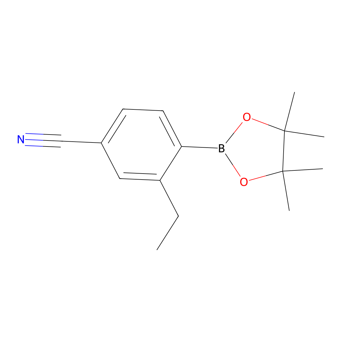 3-Ethyl-4-(4,4,5,5-tetramethyl-1,3,2-dioxaborolan-2-YL)benzonitrile molecular structure, CAS 2666994-55-2