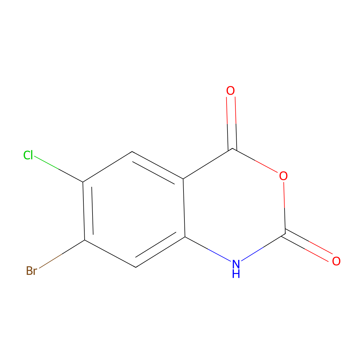 7-bromo-6-chloro-2,4-dihydro-1H-3,1-benzoxazine-2,4-dione molecular structure, CAS 2667056-29-1