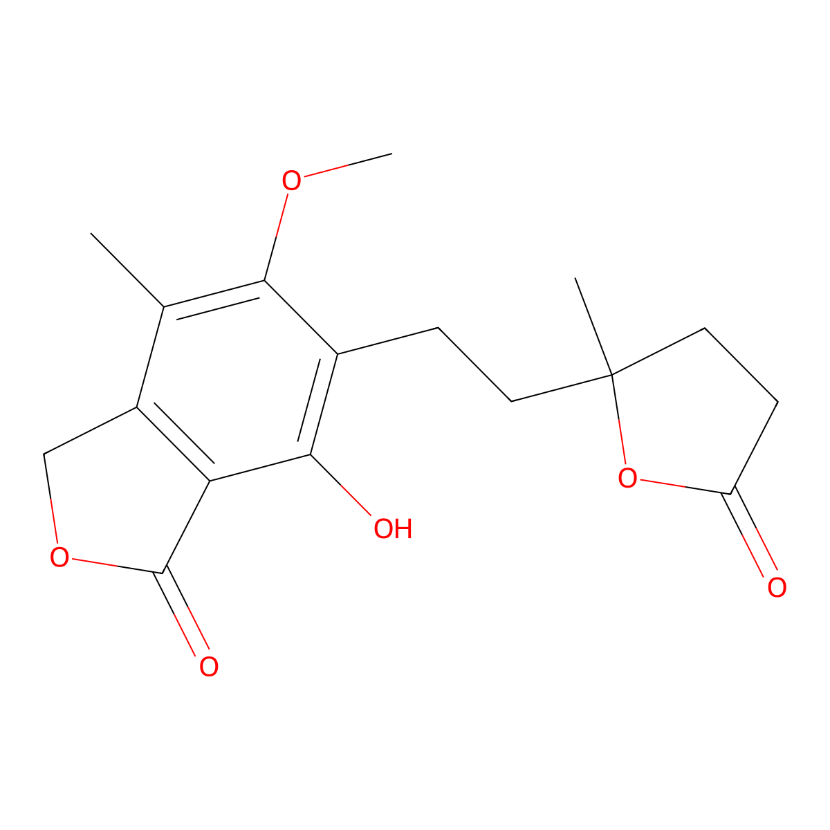 Mycophenolic acid lactone molecular structure, CAS 26675-76-3