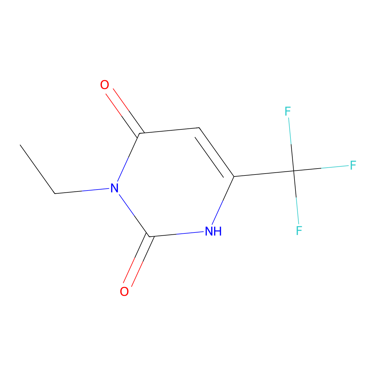 3-ethyl-6-(trifluoromethyl)-2,4(1H,3H)-pyrimidinedione molecular structure, CAS 26675-95-6