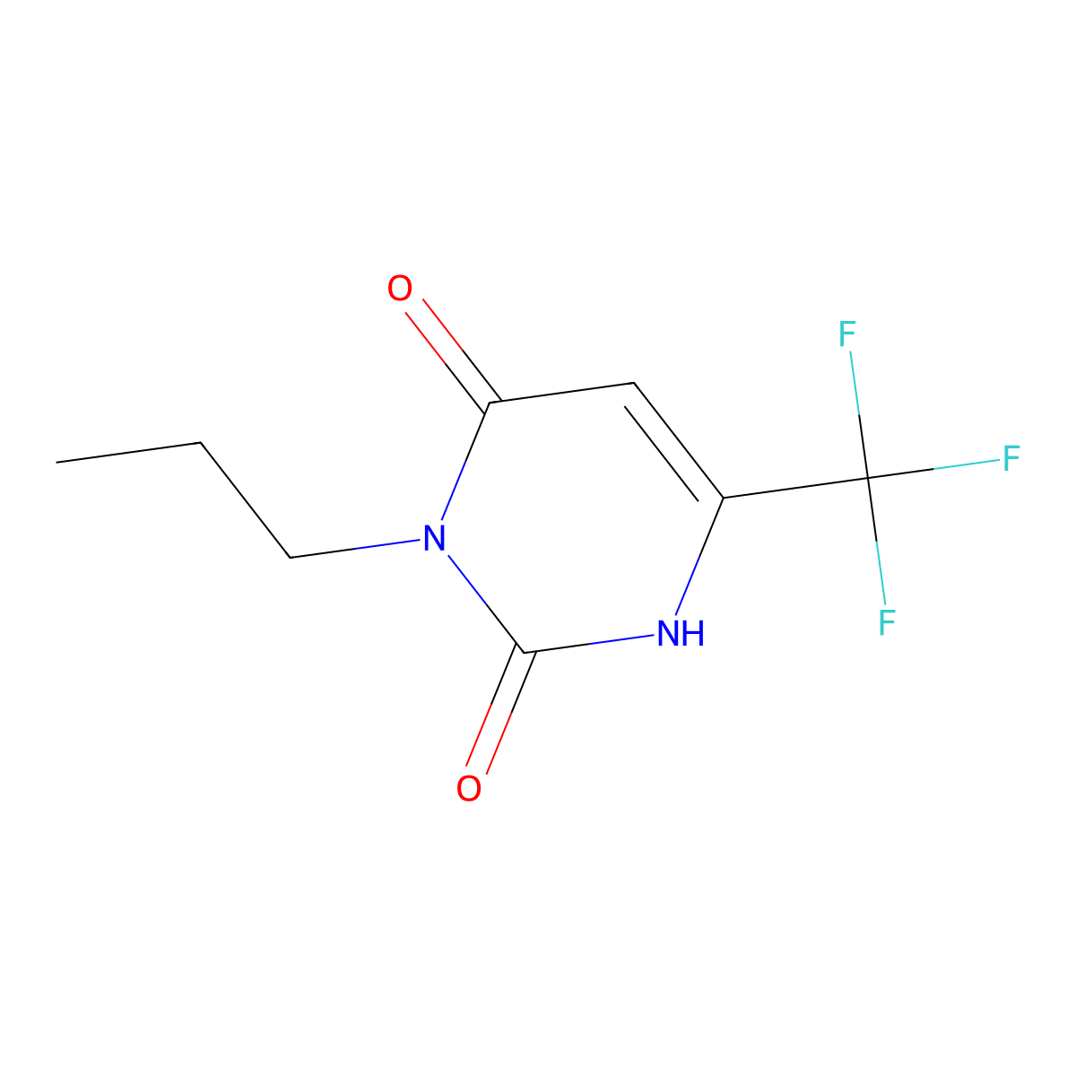 3-propyl-6-(trifluoromethyl)-2,4(1H,3H)-pyrimidinedione molecular structure, CAS 26675-96-7