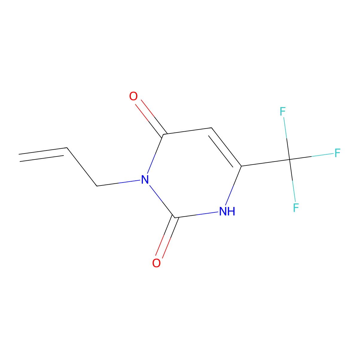 3-allyl-6-(trifluoromethyl)-2,4(1H,3H)-pyrimidinedione molecular structure, CAS 26676-05-1