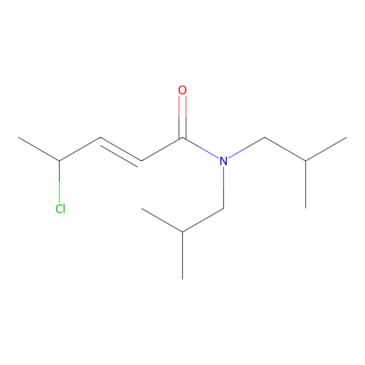 (2E)-4-chloro-N,N-bis(2-methylpropyl)pent-2-enamide molecular structure, CAS 2668279-87-4