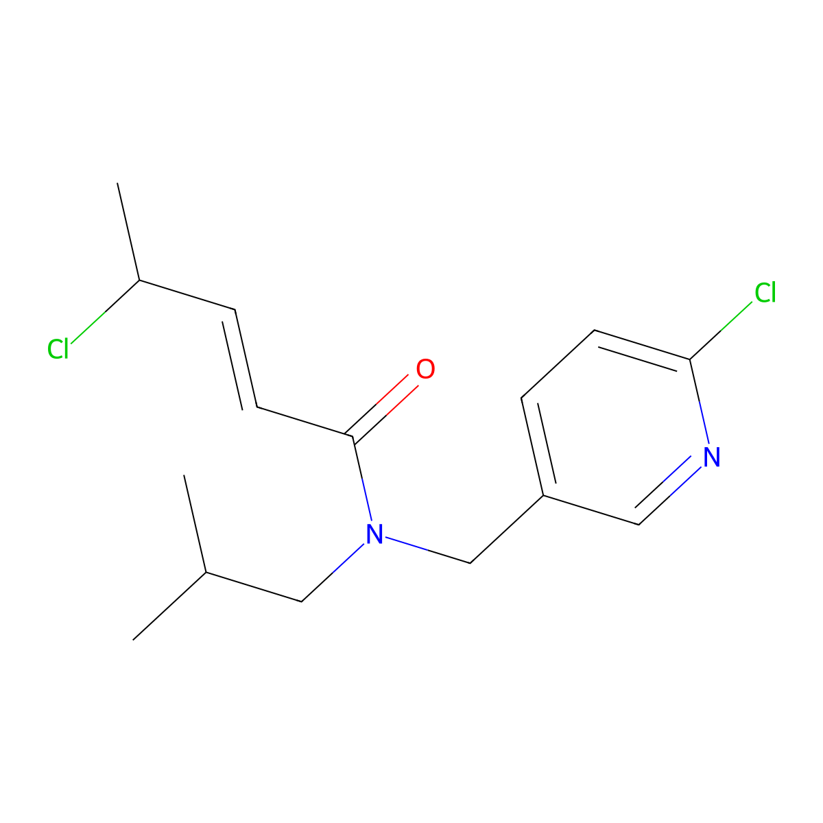 (2E)-4-chloro-N-[(6-chloropyridin-3-yl)methyl]-N-(2-methylpropyl)pent-2-enamide molecular structure, CAS 2668279-88-5