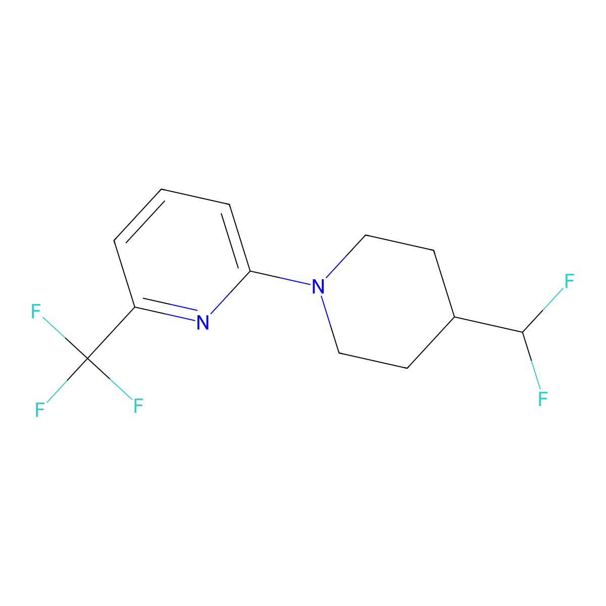 2-[4-(Difluoromethyl)piperidin-1-yl]-6-(trifluoromethyl)pyridine molecular structure, CAS 2668307-34-2