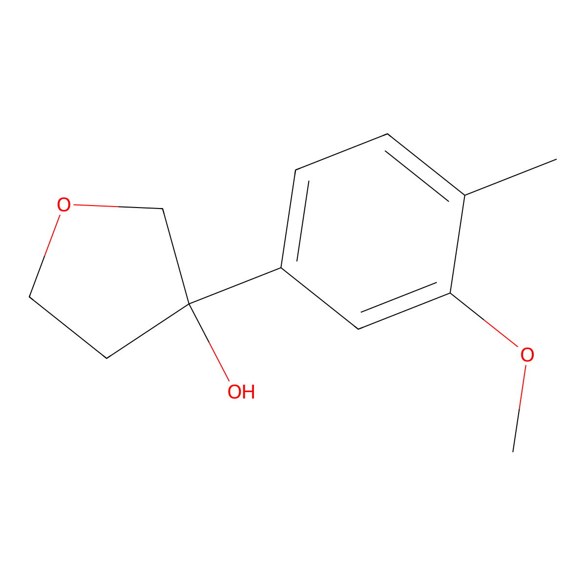 Tetrahydro-3-(3-methoxy-4-methylphenyl)-3-furanol molecular structure, CAS 2668958-73-2