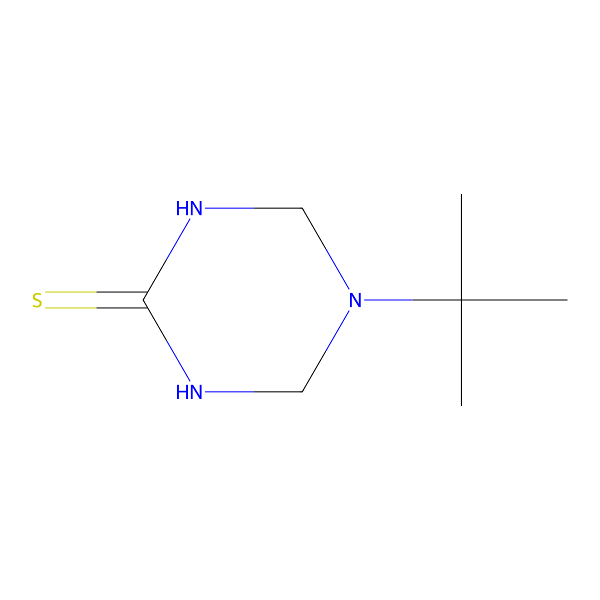 5-Tert-butyl-1,3,5-triazinane-2-thione molecular structure, CAS 2669-96-7