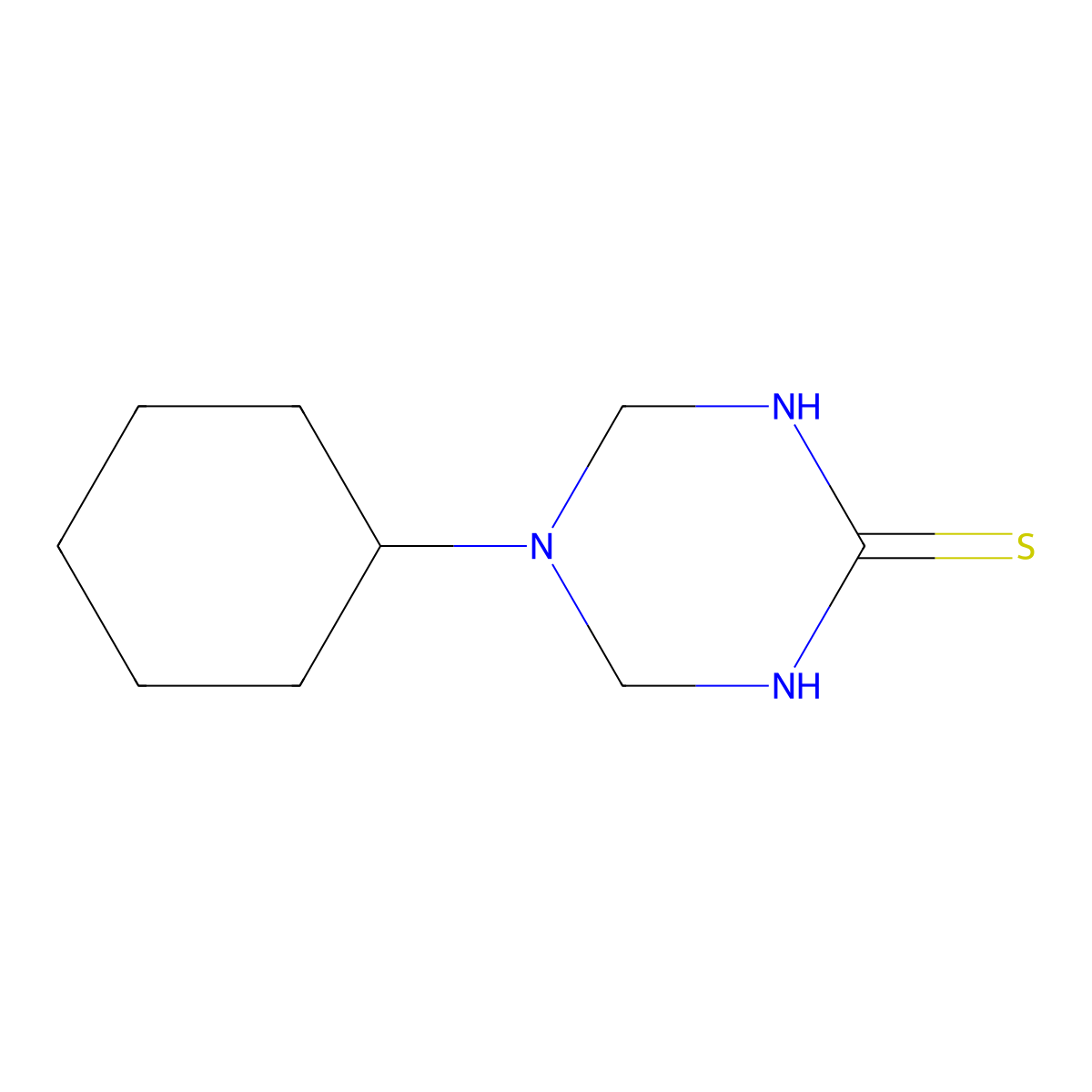 5-Cyclohexyl-1,3,5-triazinane-2-thione molecular structure, CAS 2669-97-8