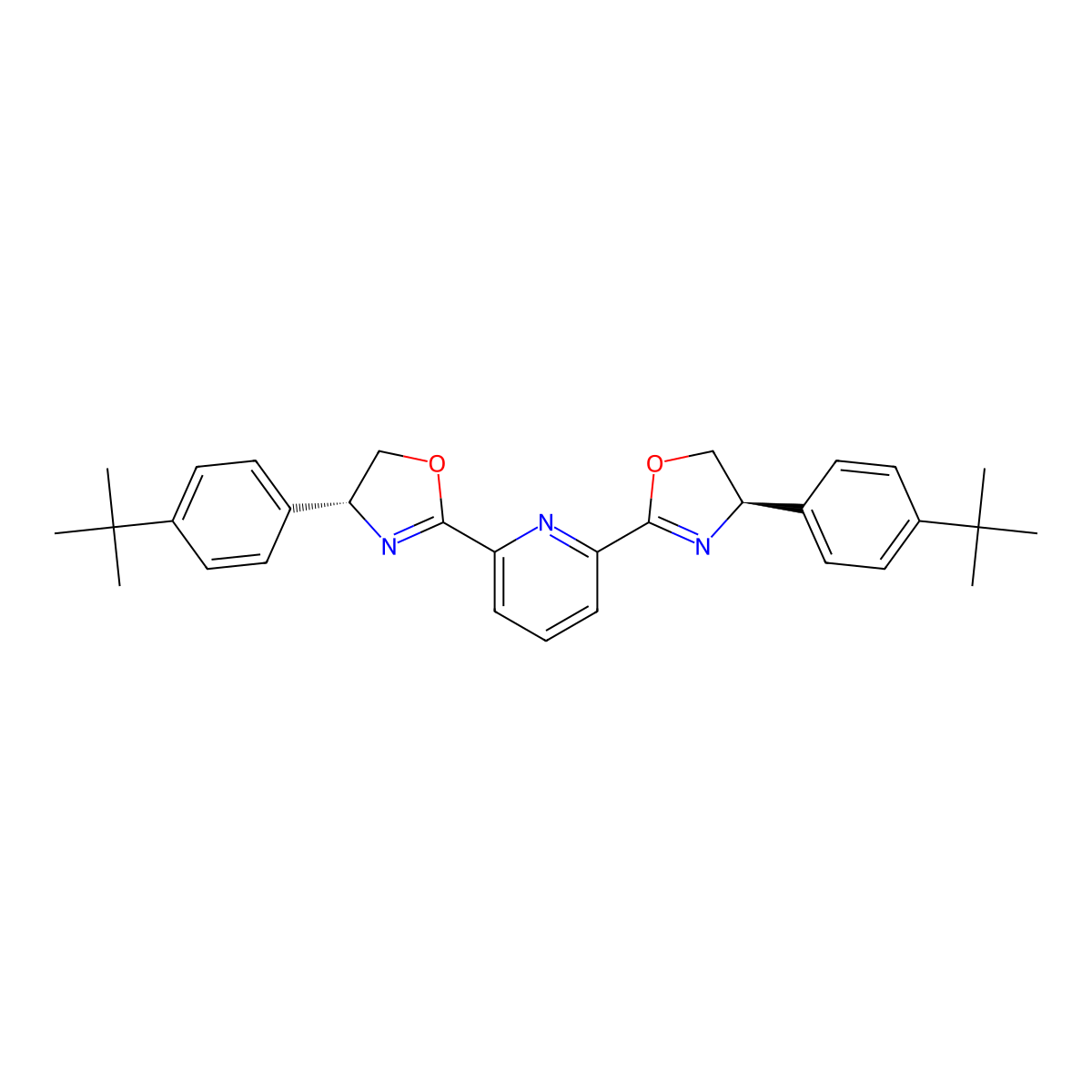 2,6-Bis((R)-4-(4-(tert-butyl)phenyl)-4,5-dihydrooxazol-2-yl)pyridine molecular structure, CAS 2669047-39-4