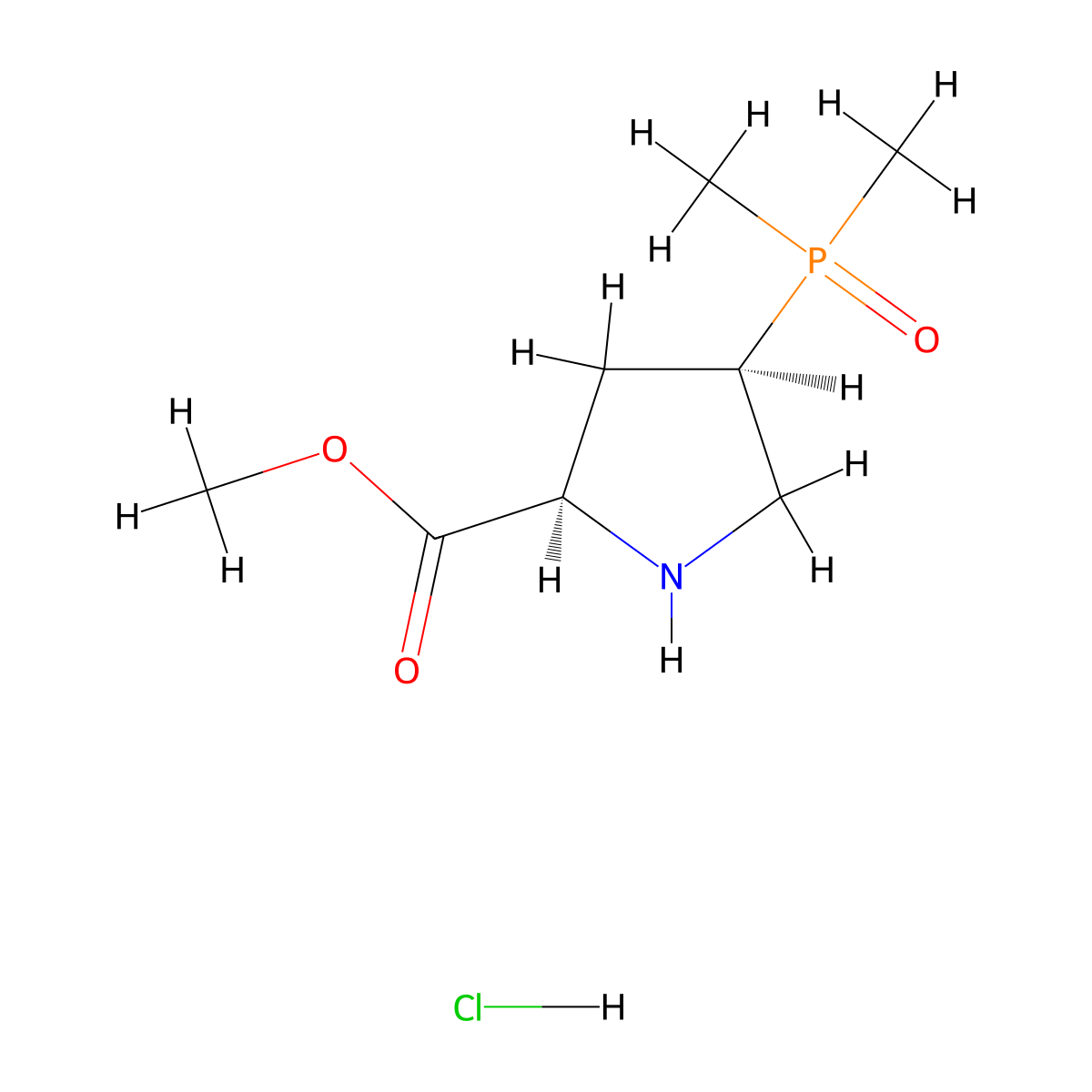 rac-methyl (2R,4R)-4-(dimethylphosphoryl)pyrrolidine-2-carboxylate hydrochloride molecular structure, CAS 2669742-75-8
