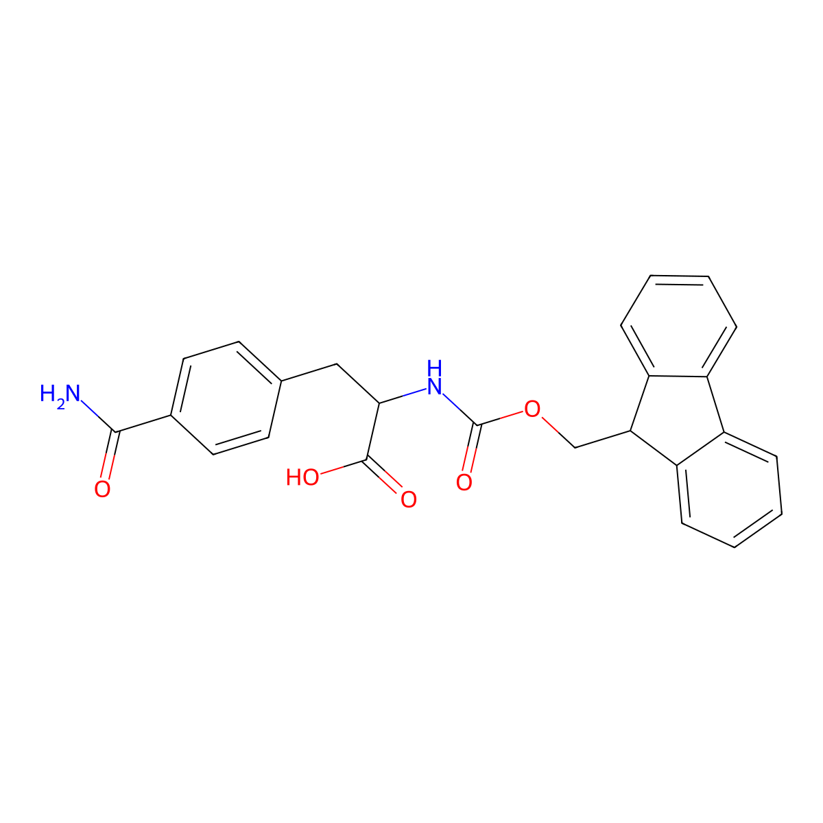 3-(4-carbamoylphenyl)-2-(9H-fluoren-9-ylmethoxycarbonylamino)propanoic Acid molecular structure, CAS 266999-16-0