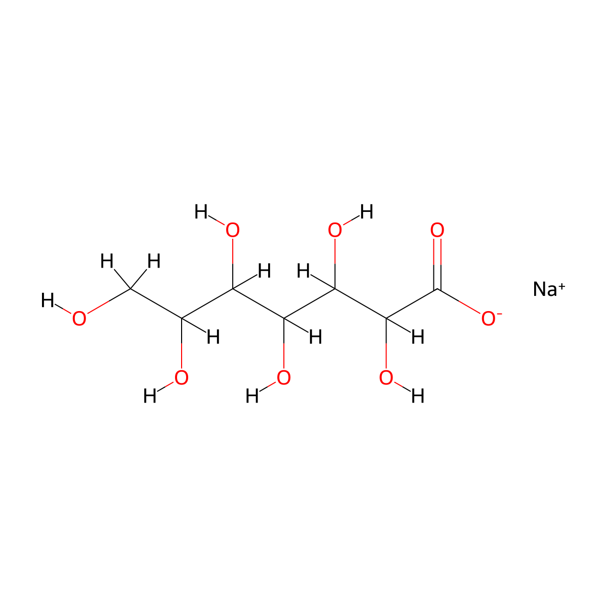 Sodium heptonate molecular structure, CAS 2670-72-6