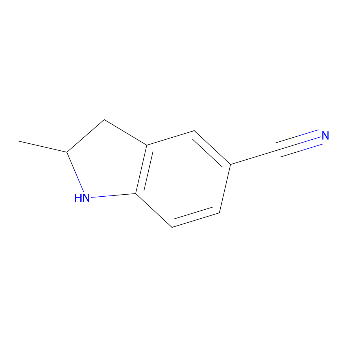 2-Methylindoline-5-carbonitrile molecular structure, CAS 267002-63-1