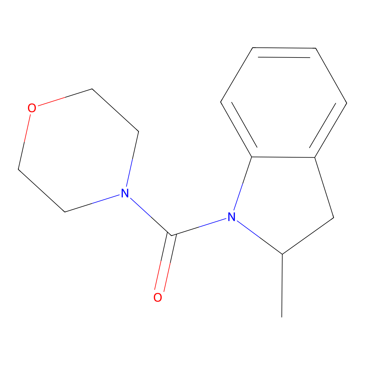 2-methyl-1-(morpholine-4-carbonyl)-2,3-dihydro-1H-indole molecular structure, CAS 267002-68-6