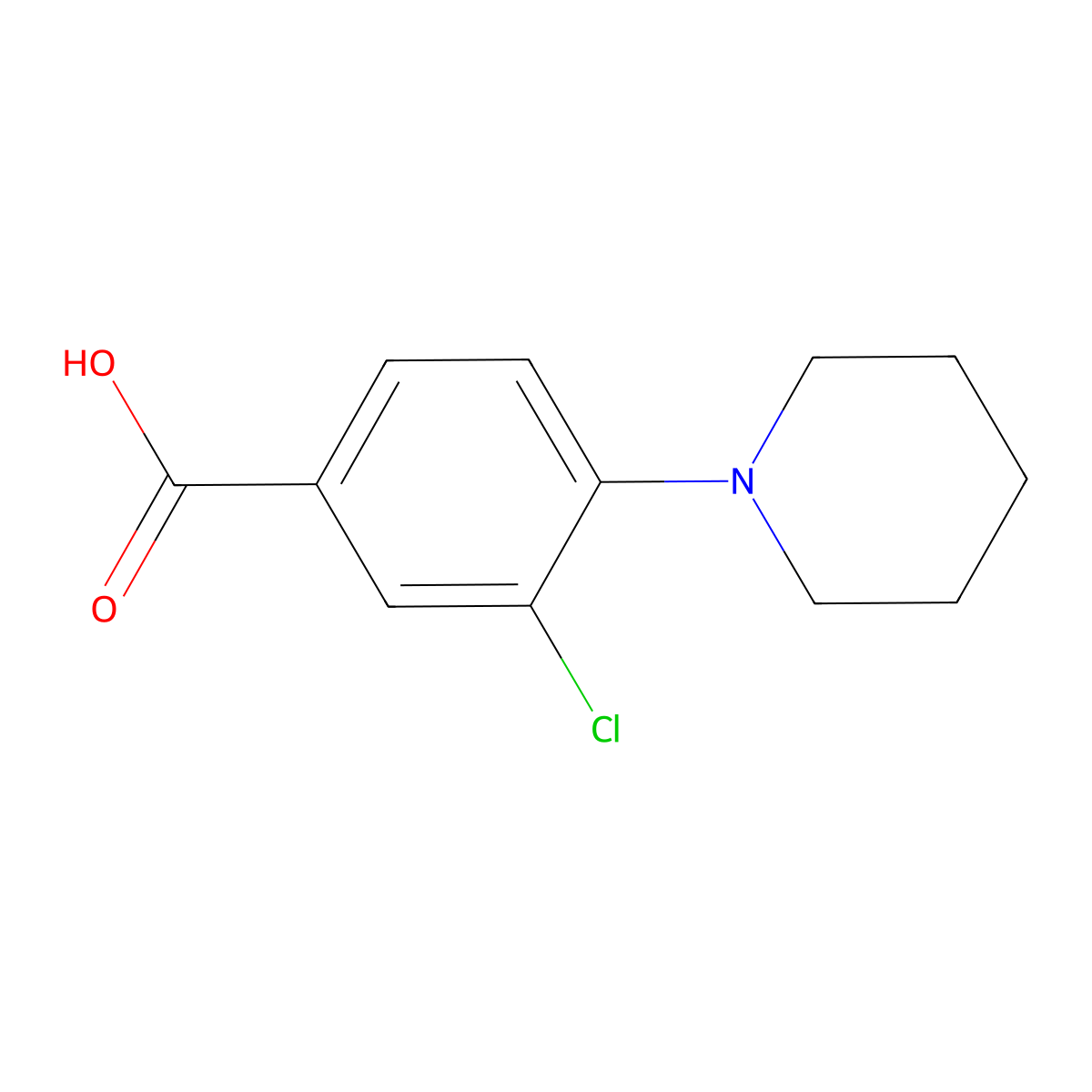 3-Chloro-4-(piperidin-1-yl)benzoic acid molecular structure, CAS 26709-09-1