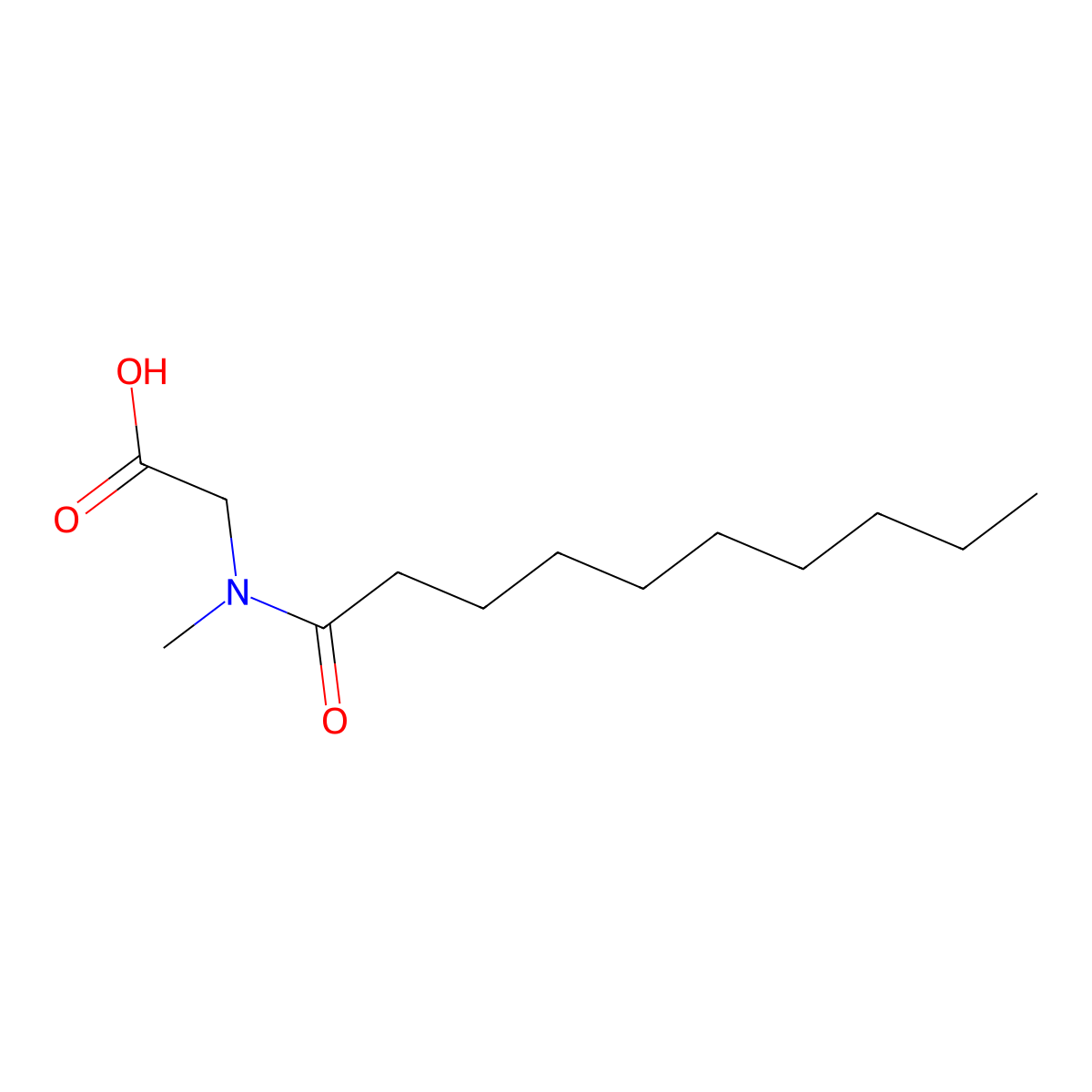 Caproyl sarcosine molecular structure, CAS 2671-91-2