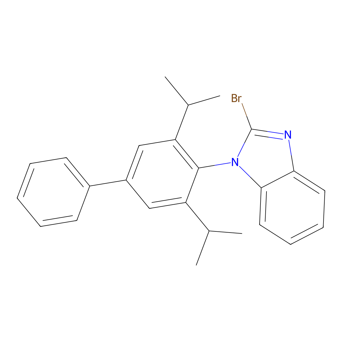 2-Bromo-1-[4-phenyl-2,6-di(propan-2-yl)phenyl]benzimidazole molecular structure, CAS 2671000-46-5