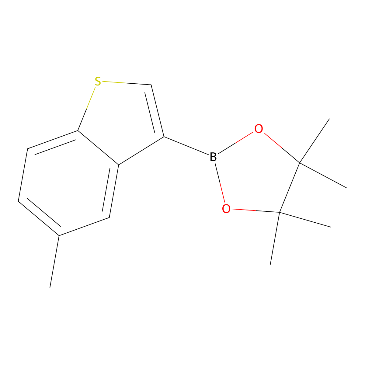 4,4,5,5-Tetramethyl-2-(5-methyl-1-benzothiophen-3-yl)-1,3,2-dioxaborolane molecular structure, CAS 2671000-47-6