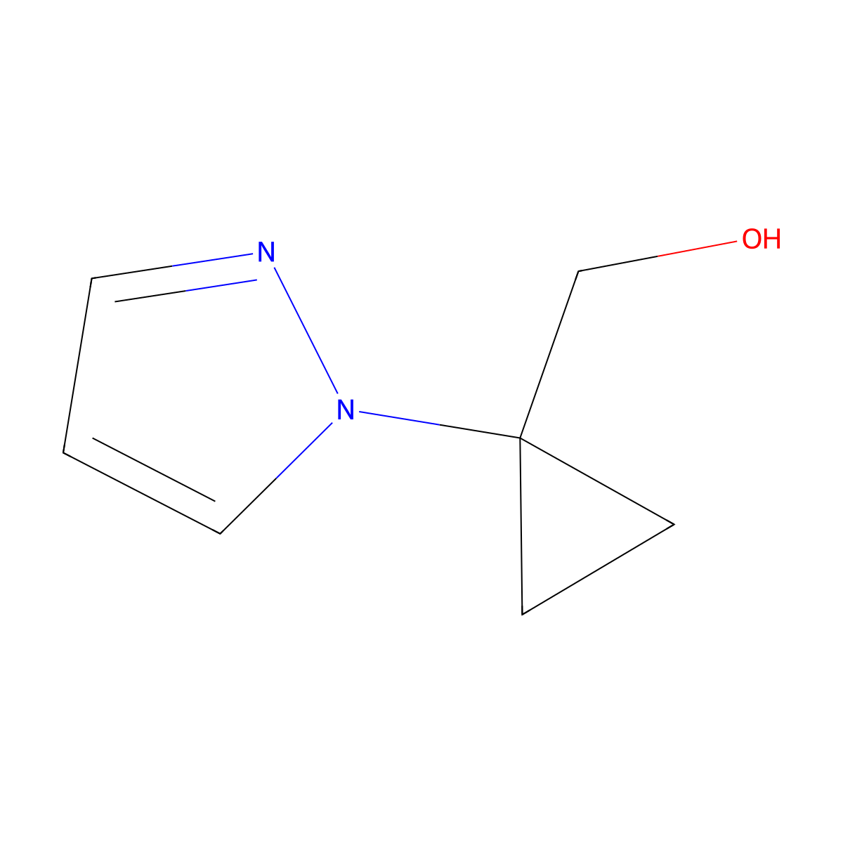 [1-(1H-pyrazol-1-yl)cyclopropyl]methanol molecular structure, CAS 2671756-13-9