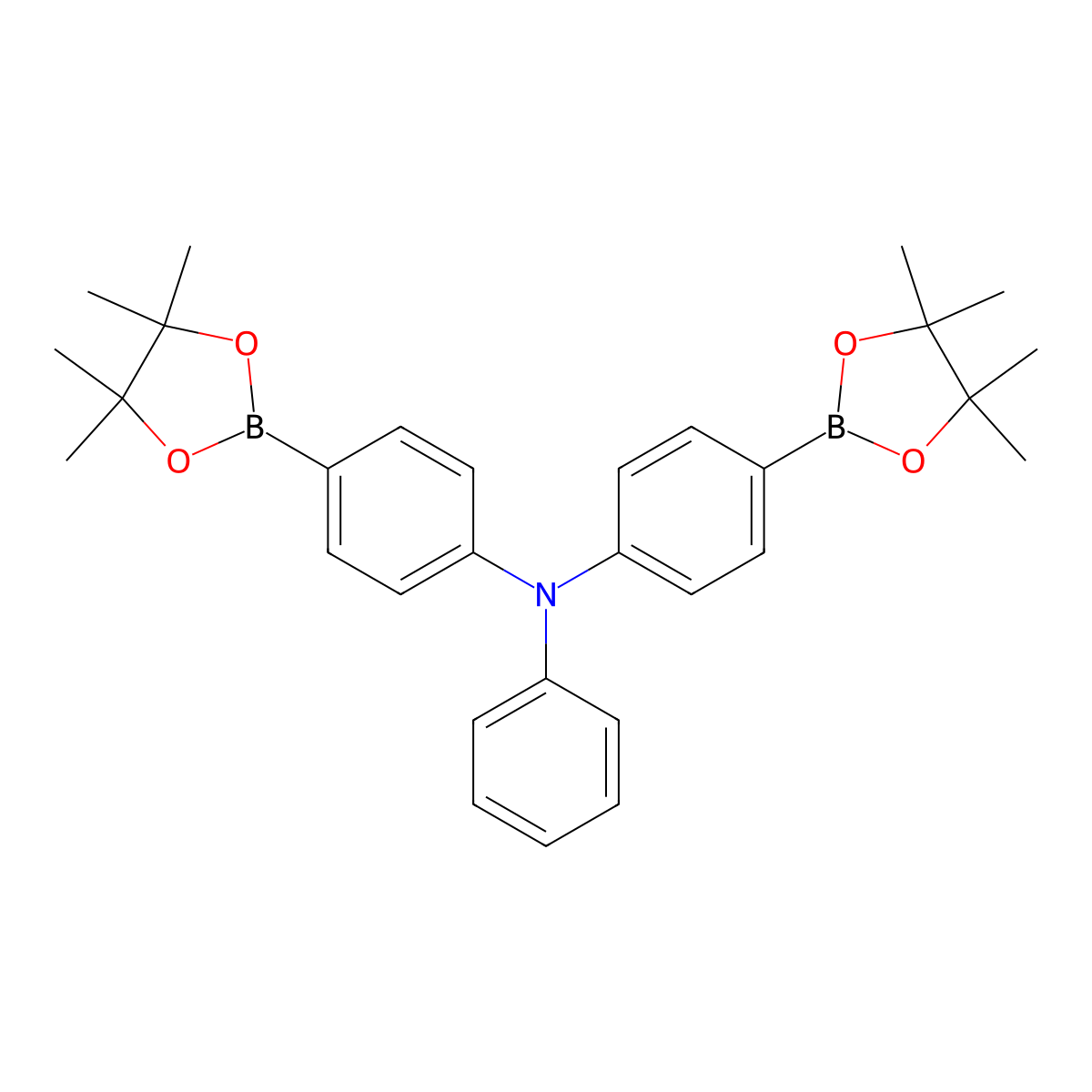 N-phenyl-4-(4,4,5,5-tetramethyl-1,3,2-dioxaborolan-2-yl)-N-(4-(4,4,5,5-tetramethyl-1,3,2-dioxaborolan-2-yl)phenyl)aniline molecular structure, CAS 267221-89-6