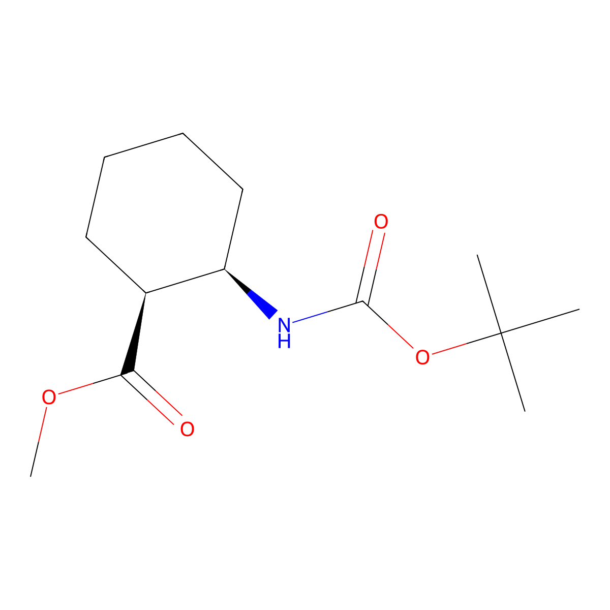 Cyclohexanecarboxylic acid, 2-[[(1,1-dimethylethoxy)carbonyl]amino]-, methyl ester, (1s,2r)- molecular structure, CAS 267230-26-2