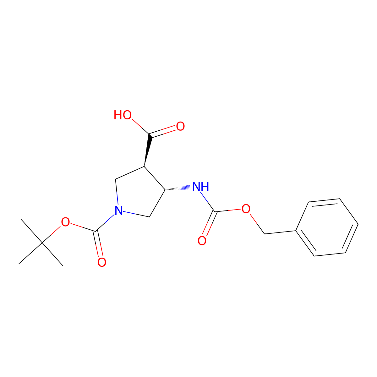 (3R,4S)-4-(((Benzyloxy)carbonyl)amino)-1-(tert-butoxycarbonyl)pyrrolidine-3-carboxylic acid molecular structure, CAS 267230-43-3
