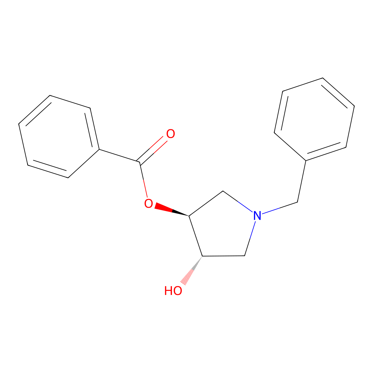 (3S,4S)-1-benzyl-4-hydroxypyrrolidin-3-yl benzoate molecular structure, CAS 267234-13-9