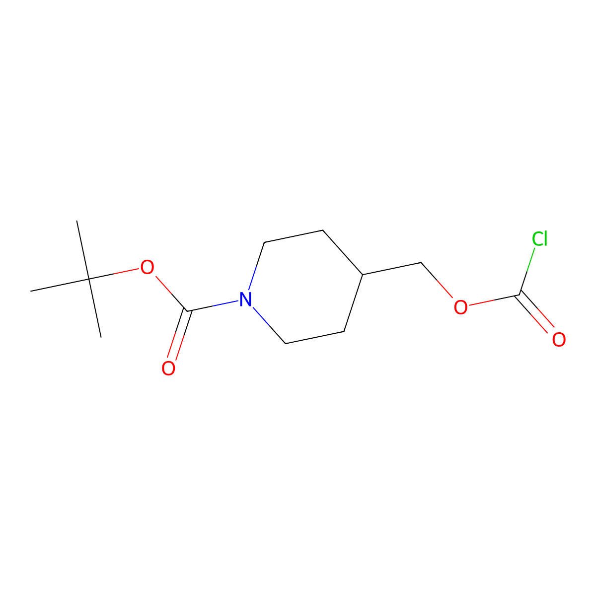 1,1-Dimethylethyl 4-[[(chlorocarbonyl)oxy]methyl]-1-piperidinecarboxylate molecular structure, CAS 267242-20-6