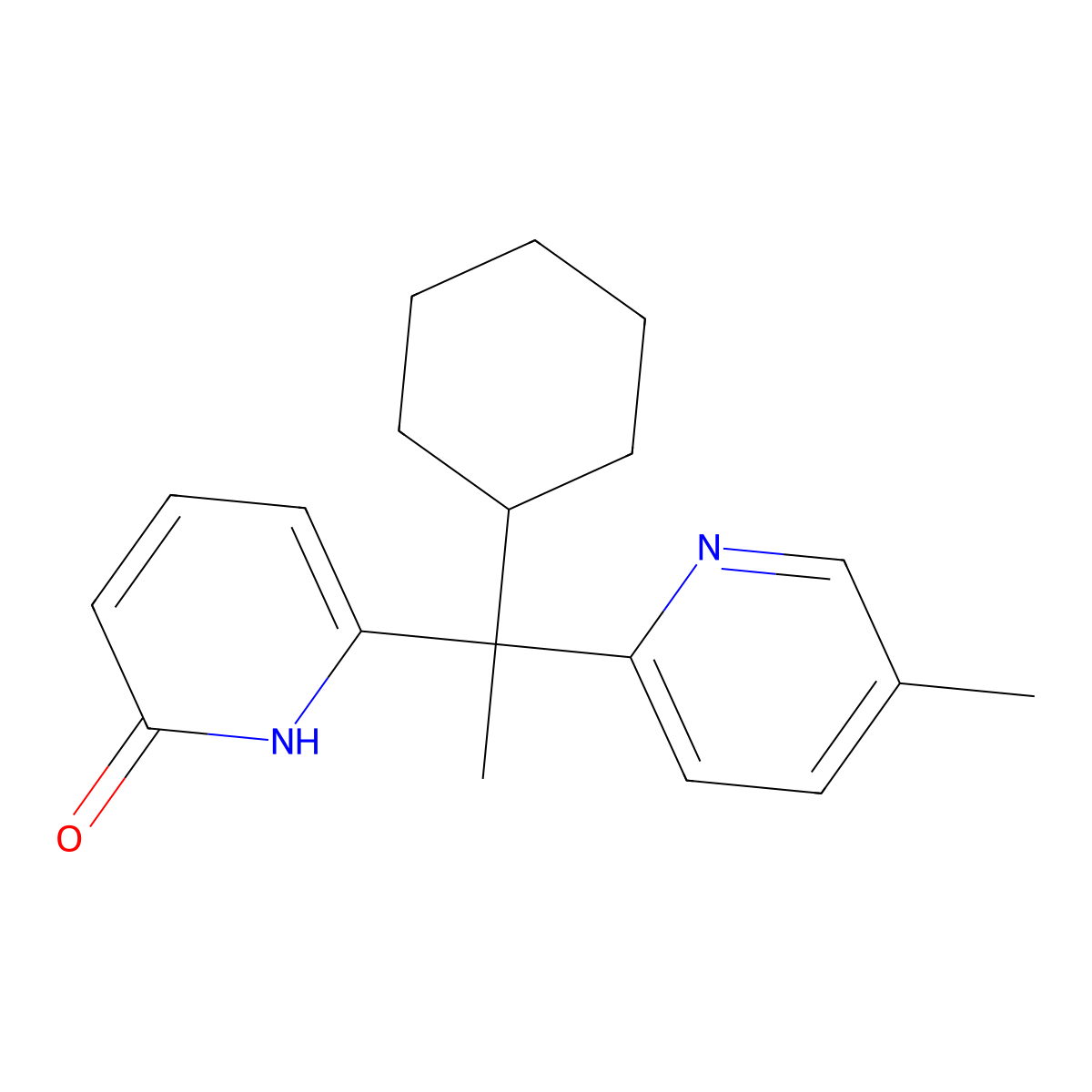 6-(1-Cyclohexyl-1-(5-methylpyridin-2-yl)ethyl)pyridin-2(1H)-one molecular structure, CAS 2672502-93-9