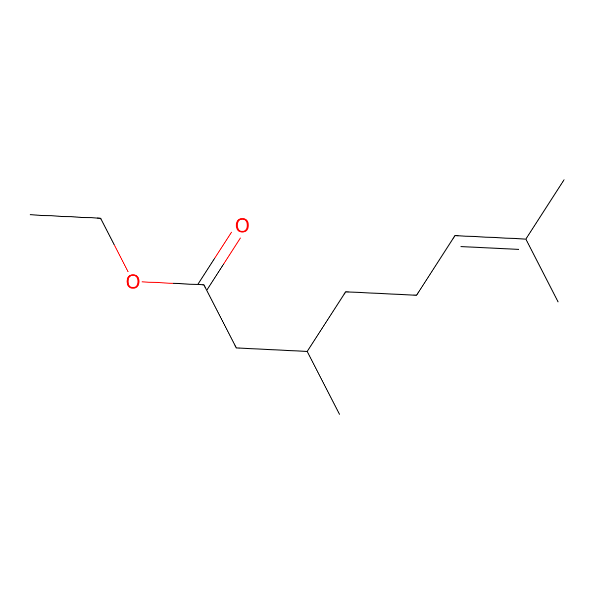 Ethyl 3,7-dimethyloct-6-enoate molecular structure, CAS 26728-44-9