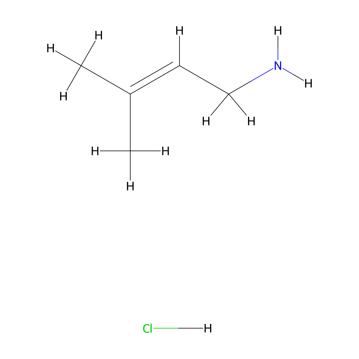 3-Methylbut-2-en-1-amine hydrochloride molecular structure, CAS 26728-58-5
