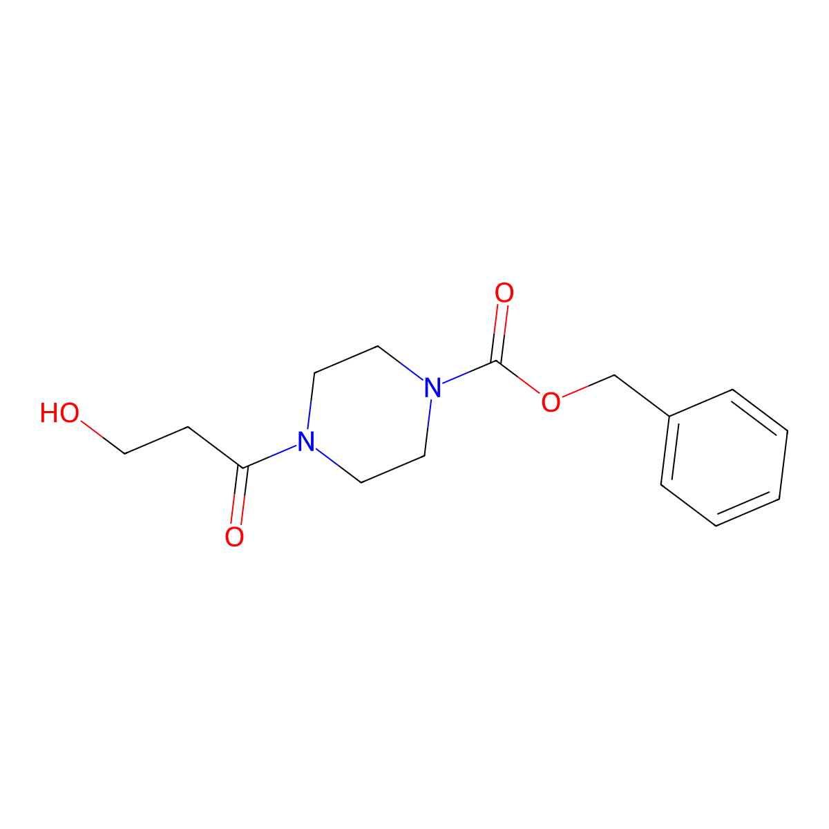 Benzyl 4-(3-hydroxypropanoyl)piperazine-1-carboxylate molecular structure, CAS 2673221-21-9