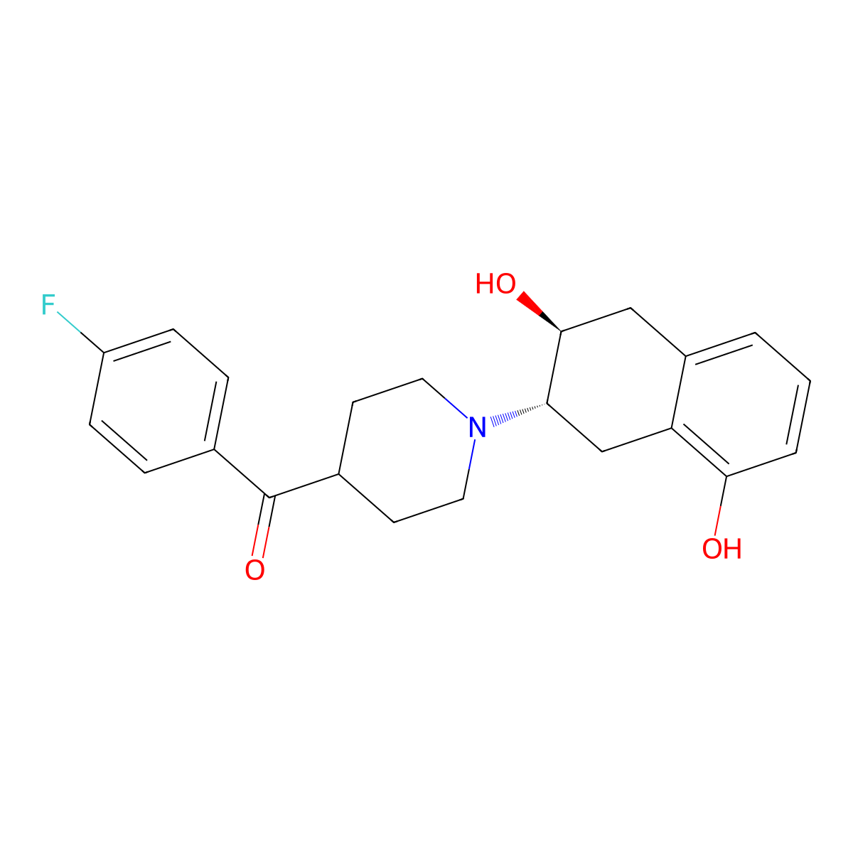 (1-((2S,3S)-3,8-dihydroxy-1,2,3,4-tetrahydronaphthalen-2-yl)piperidin-4-yl)(4-fluorophenyl)methanone molecular structure, CAS 2673270-05-6