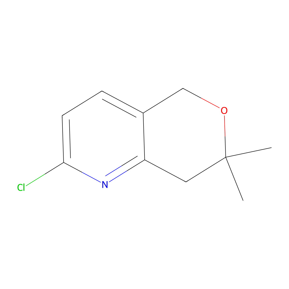 2-Chloro-7,7-dimethyl-7,8-dihydro-5H-pyrano[4,3-B]pyridine molecular structure, CAS 2673369-00-9