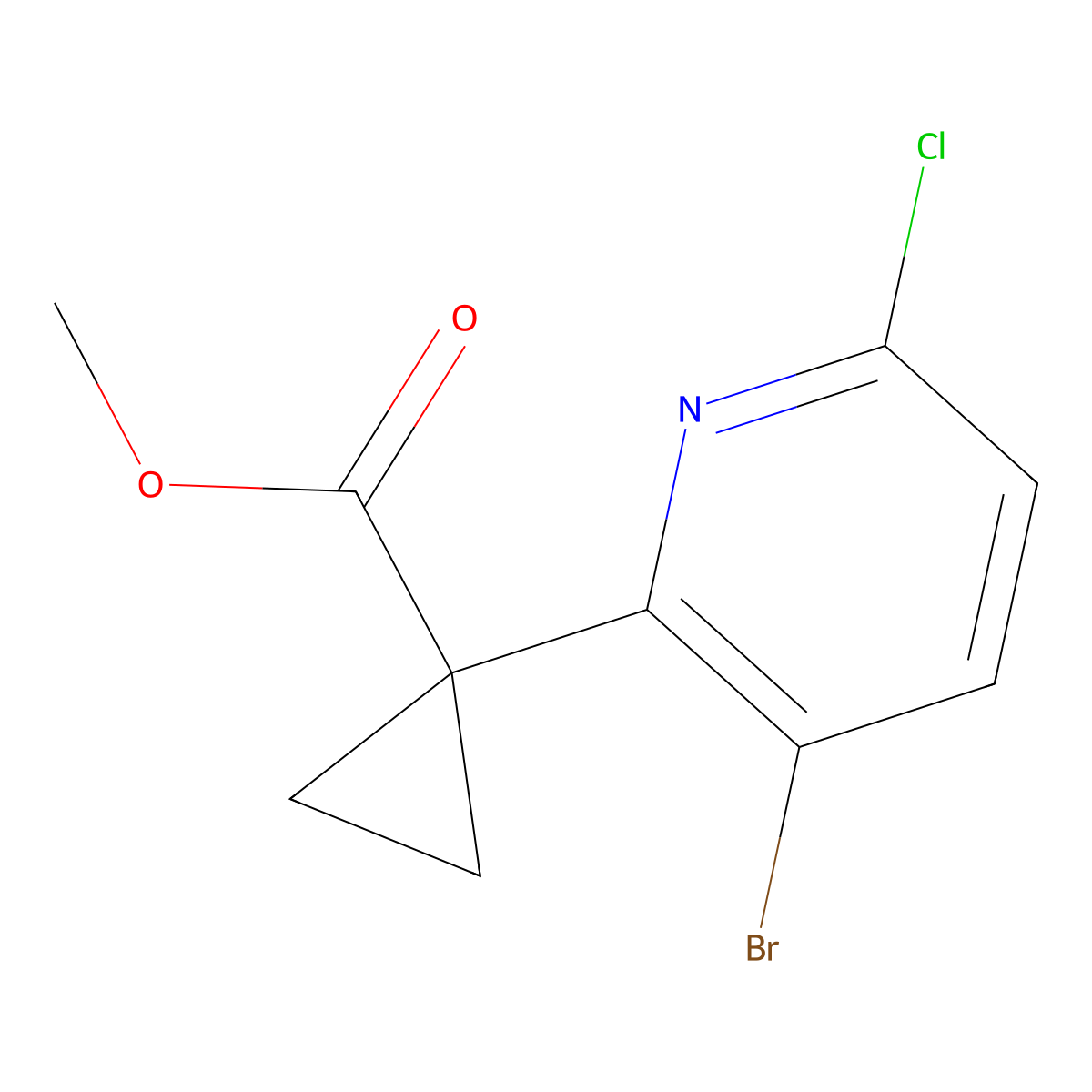 Methyl 1-(3-bromo-6-chloropyridin-2-YL)cyclopropane-1-carboxylate molecular structure, CAS 2673370-49-3