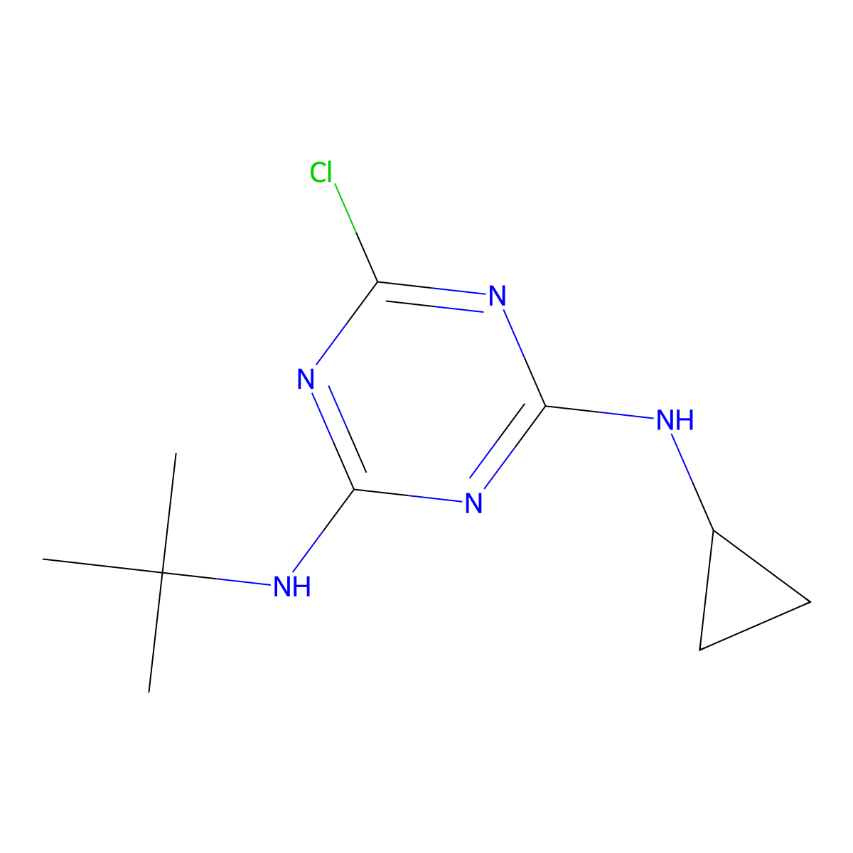 2-(Tert-butylamino)-4-chloro-6-cyclopropylamino-1,3,5-triazine molecular structure, CAS 26737-71-3