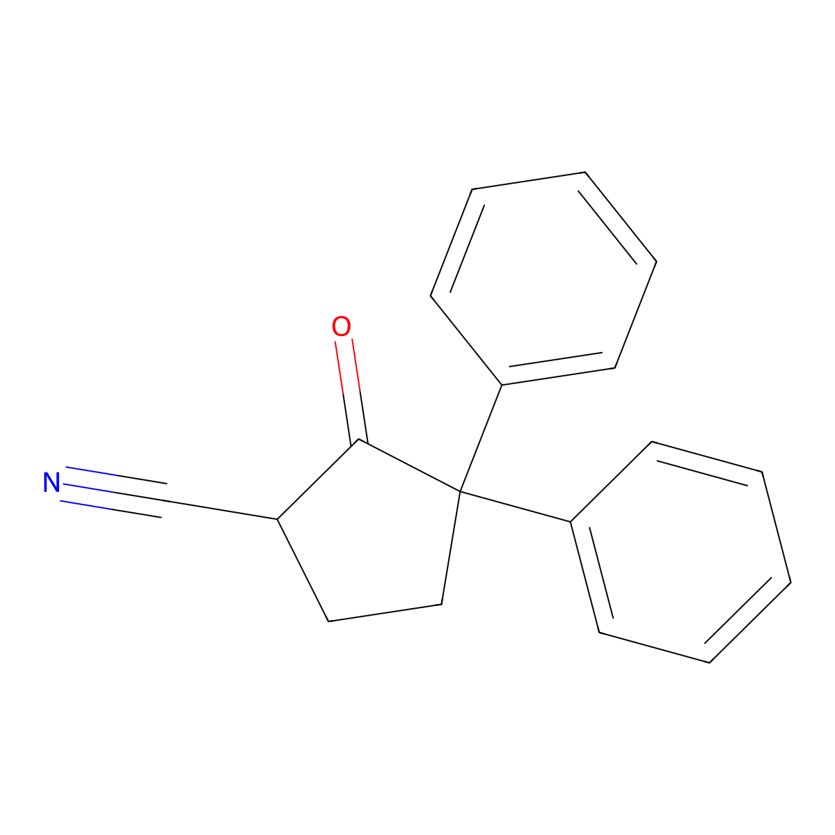 2-Oxo-3,3-diphenylcyclopentane-1-carbonitrile molecular structure, CAS 2674-76-2