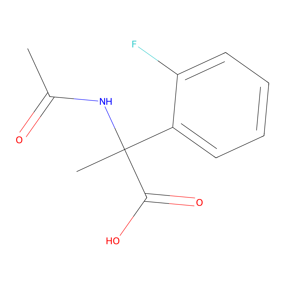 2-Acetamino-2-(2-fluorophenyl)propanoic acid molecular structure, CAS 267401-31-0