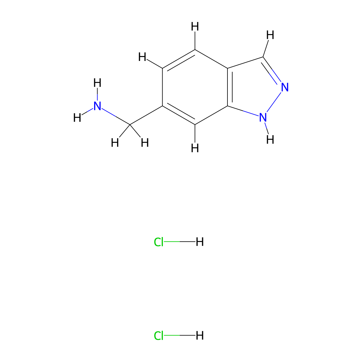 (1H-Indazol-6-yl)methanamine dihydrochloride molecular structure, CAS 267413-23-0