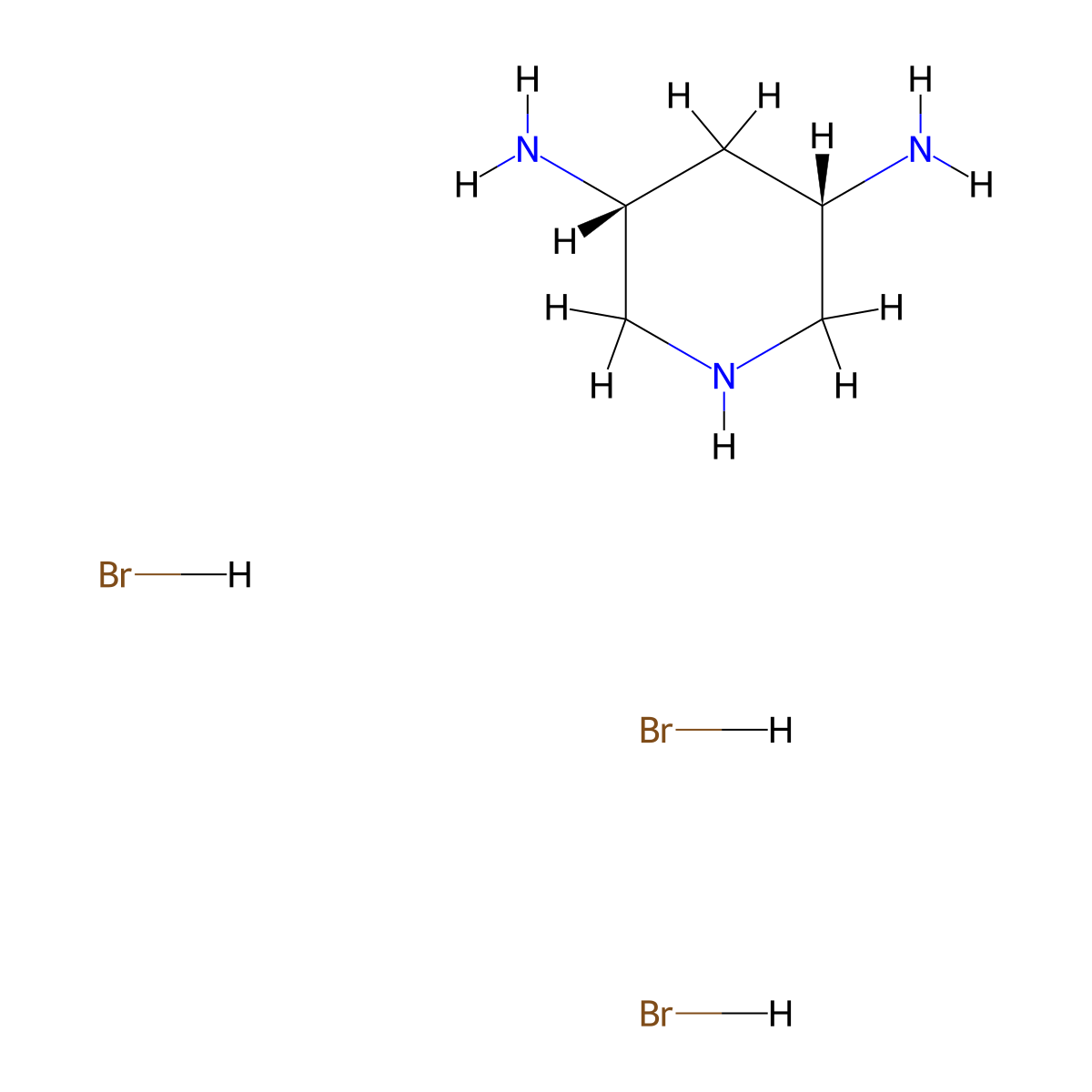 (3R,5S)-piperidine-3,5-diamine trihydrobromide molecular structure, CAS 267418-91-7