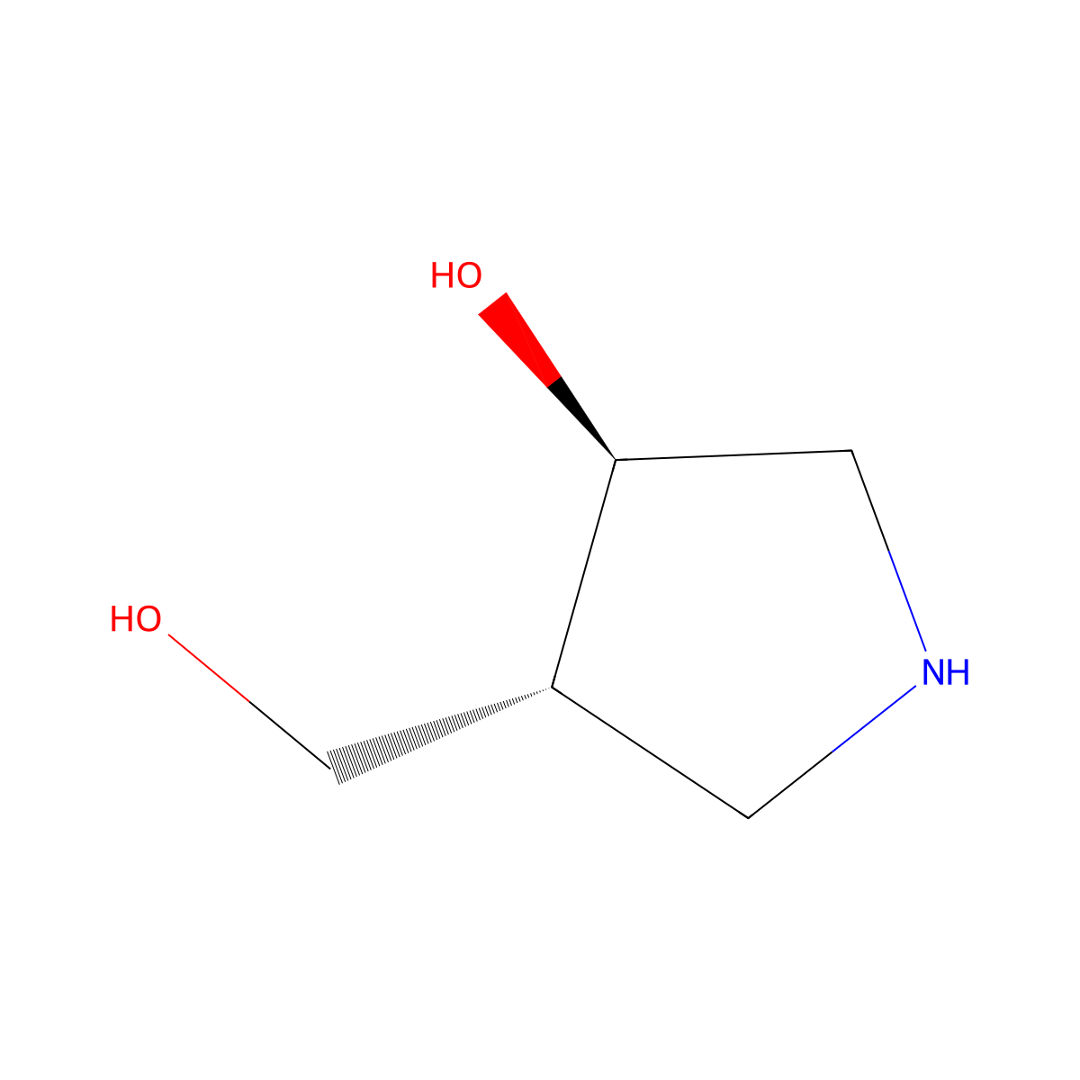 (3R,4R)-(4-Hydroxypyrrolidin-3-yl)methanol molecular structure, CAS 267421-93-2