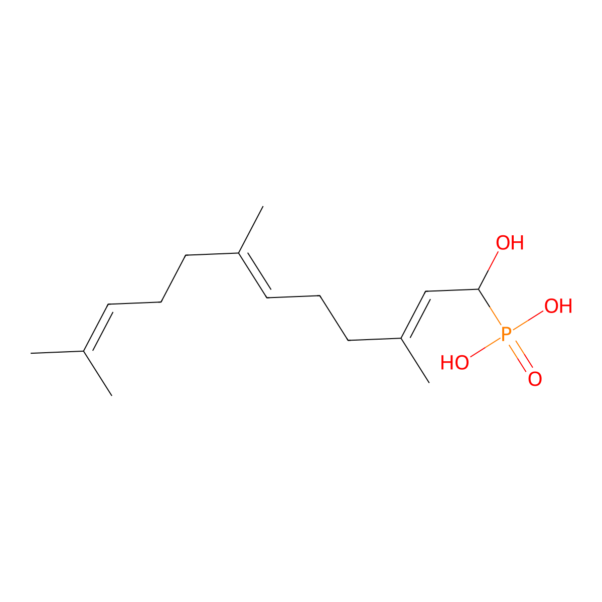 (1-Hydroxy-3,7,11-trimethyldodeca-2,6,10-trien-1-yl)phosphonic acid molecular structure, CAS 26744-04-7